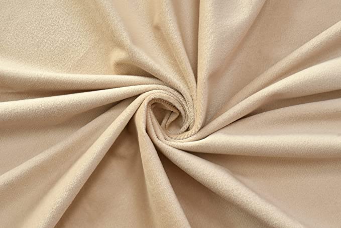 TIB Luxury Velvet 80% Blackout Curtain Cream -5 Ft 2 pcs