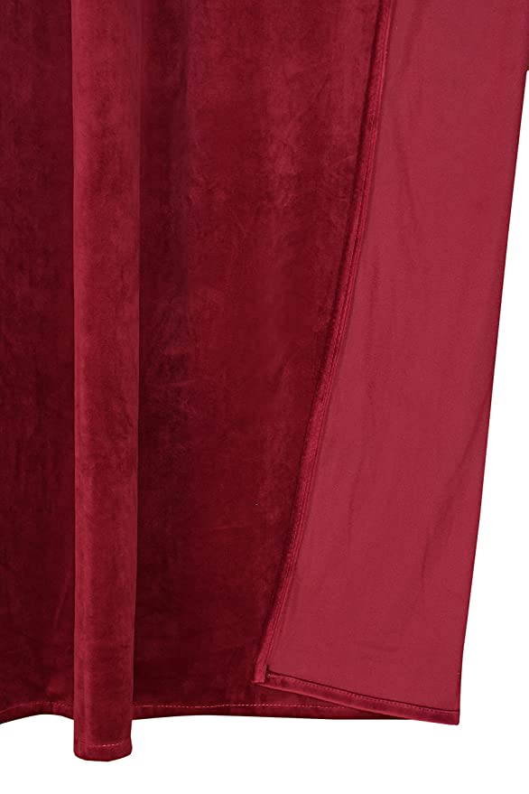 TIB Luxury Velvet 80% Blackout Curtain Maroon -5 Ft 2 pcs