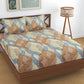 TIB The Intellect Bazaar Cotton Feel Glace Cotton Elastic Fitted Bedsheet/King Size Bedsheet with 2 Pillow Covers (72x 78 or 182x152 cm) Camel Multi