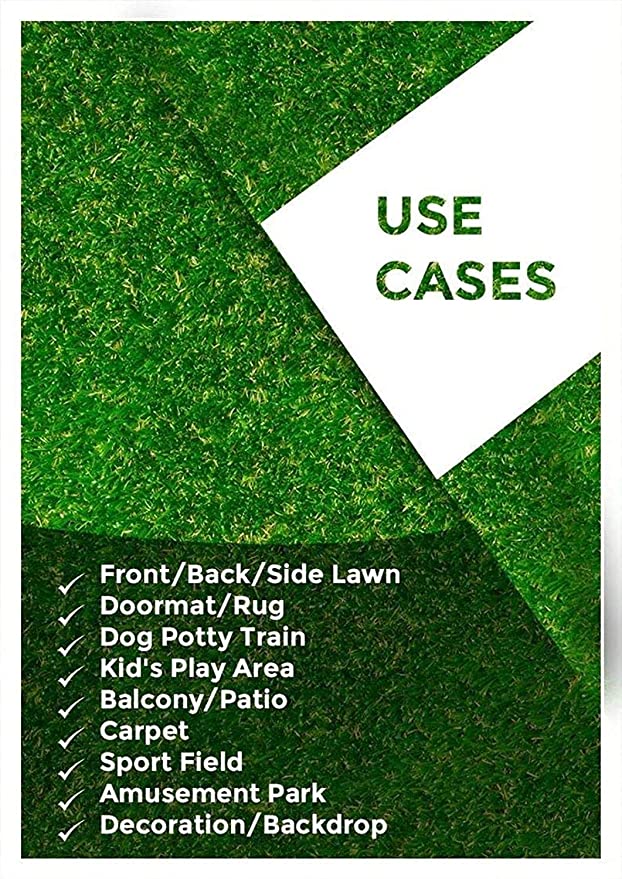 TIB Artificial Grass Mat for Balcony Green Lawn Floor Carpet for Outdoor and Indoor Living Room and Garden Decorations 35-MM