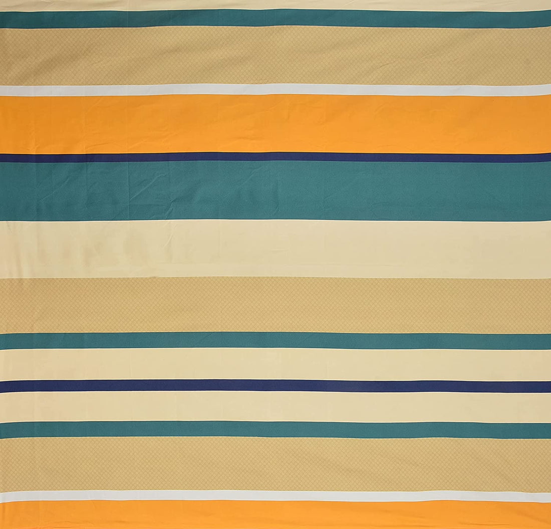 TIB The Intellect Bazaar Glace Cotton AC Comforter Set King Size Double Bed with 1 Elastic Fitted King Size bedsheet and  Pillow Covers  (Yellow Green Lines)