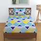 TIB The Intellect Bazaar Cotton Feel Glace Cotton Elastic Fitted Bedsheet Single Size Bedsheet with 1 Pillow Covers (36x78) Rhombus-Multi