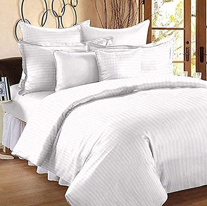 TIB The Intellect Bazaar Satin Cotton AC Comforter Set King Size Double Bed with 1 Elastic Fitted King Size bedsheet-72x78 and Two Pillow Covers (Pack of 4) White