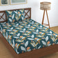 TIB The Intellect Bazaar Cotton Feel Glace Cotton Elastic Fitted Bedsheet Single Size Bedsheet with 1 Pillow Covers (36x78) Green-Leaves