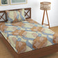 TIB The Intellect Bazaar Cotton Feel Glace Cotton Elastic Fitted Bedsheet Single Size Bedsheet with 1 Pillow Covers (36 x78) Camel-Multi