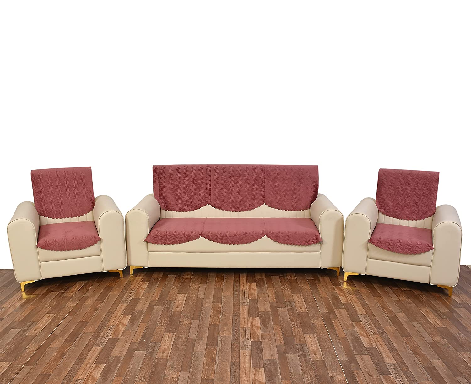 TIB The Intellect Bazaar Quilted Sofa Cover Set of 1 Seater | Velvet Sofa Cover 1 Seater | 2 Piece