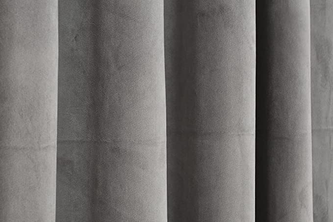 TIB Luxury Velvet 80% Blackout Curtain Grey Color