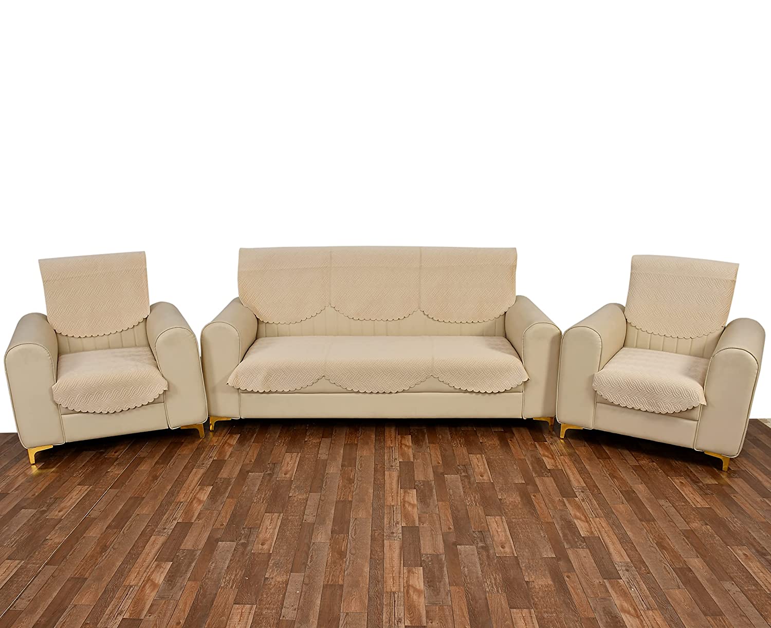 TIB The Intellect Bazaar Quilted Sofa Cover Set of 1 Seater | Velvet Sofa Cover 1 Seater | 2 Piece