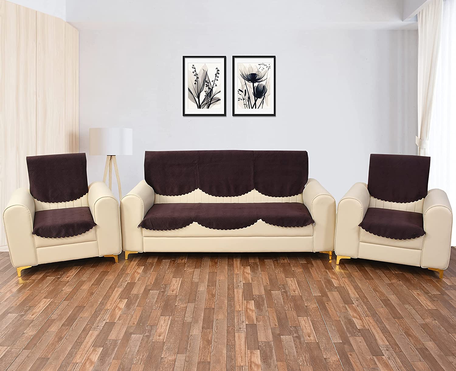 TIB The Intellect Bazaar Quilted Sofa Cover Set of 1 Seater | Velvet Sofa Cover 1 Seater | 2 Piece