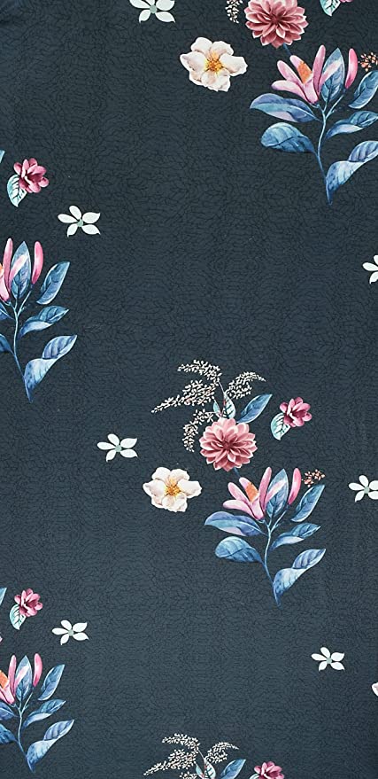 TIB The Intellect Bazaar Polyester Floral Elastic Stretchable Removable Washable Dining Chair Cover Set of 4 Chair Protector Seat Slipcover Blue Flower