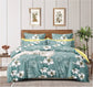 TIB The Intellect Bazaar Cotton Feel Glace Cotton Elastic Fitted Bedsheet/Super King Size Bedsheet with 2 Pillow Covers -Green Flower