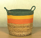 TIB The Intellect Bazaar jute Planter Pots/Handcrafted Storage Basket with handle, Multi-Purpose use for Living Room (8x8 Inches)Multicolor