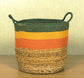 TIB The Intellect Bazaar jute Planter Pots/Handcrafted Storage Basket with handle, Multi-Purpose use for Living Room (12x12 Inches)Multi-color