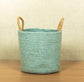 TIB The Intellect Bazaar jute Planter Pots/Handcrafted Storage Basket with handle, Multi-Purpose use for Living Room (8x8 Inches)Blue Color