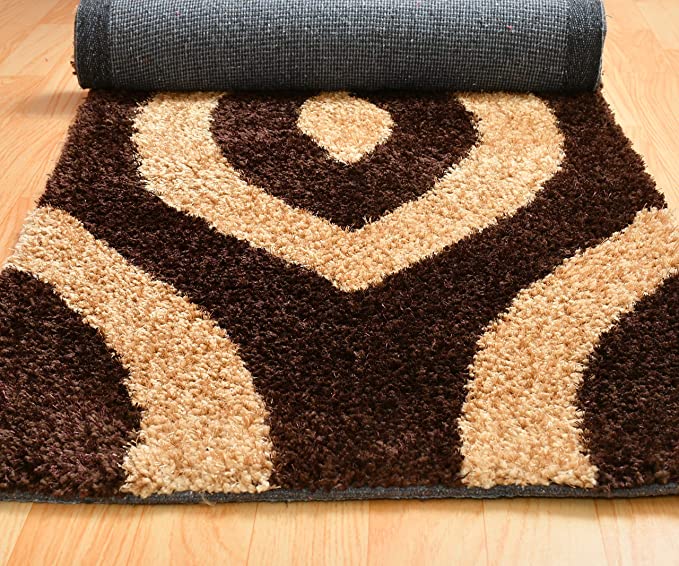 TIB® The Intellect Bazaar Shaggy Bedside Runner Home Floor Décor Rugs - Living, Dinning, Office, Rooms & Bedroom, Hallway Carpet (Cream Coffee)