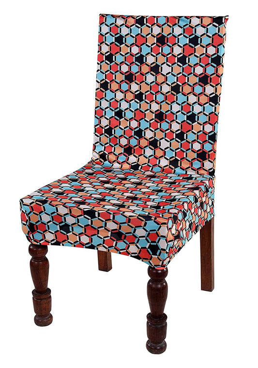 TIB The Intellect Bazaar Polyester Floral Elastic Stretchable Removable Washable Dining Chair Cover Set of 1 Chair Protector Seat Slipcover (Multicolor)-1 Piece