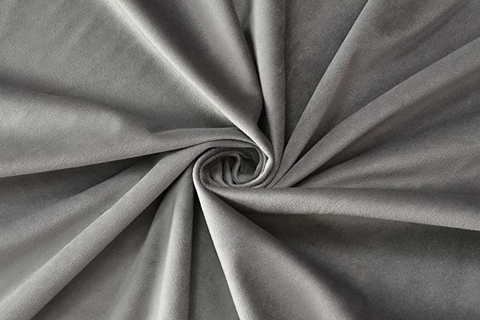 TIB Luxury Velvet 80% Blackout Curtain Grey Color
