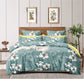 TIB Glace Cotton Duvet Cover I Razai Cover I Quilt Cover I Dohar with Zipper Green Flower