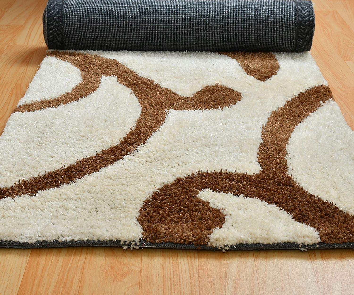 TIB® The Intellect Bazaar Shaggy Bedside Runner Home Floor Décor Rugs - Living, Dinning, Office, Rooms & Bedroom, Hallway Carpet (Cream Coffee)