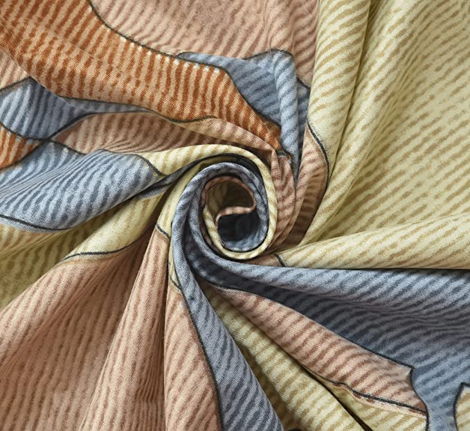 TIB The Intellect Bazaar Cotton Feel Glace Cotton Elastic Fitted Bedsheet/King Size Bedsheet with 2 Pillow Covers (72x 78 or 182x152 cm) Camel Multi