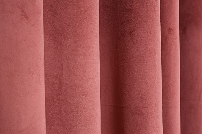 TIB Luxury Velvet 80% Blackout Curtain Persian Pink -5 Ft