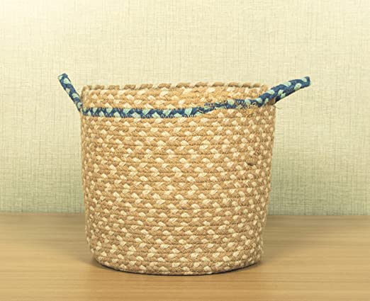 TIB The Intellect Bazaar jute Planter Pots/Handcrafted Storage Basket with handle, Multi-Purpose use for Living Room (12x12 Inches)Beige Color