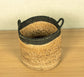 TIB The Intellect Bazaar jute Planter Pots/Handcrafted Storage Basket with handle, Multi-Purpose use for Living Room (12x12 Inches)Beige and Black Color