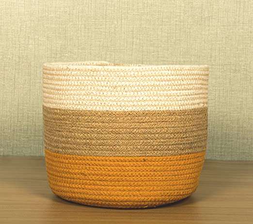 TIB The Intellect Bazaar jute Planter Pots/Handcrafted Storage Basket, Multi-Purpose use for Living Room (12x12 Inches)Multi