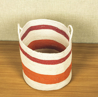 TIB The Intellect Bazaar jute Planter Pots/Handcrafted Storage Basket with handle, Multi-Purpose use for Living Room (12x12 Inches)Multicolor