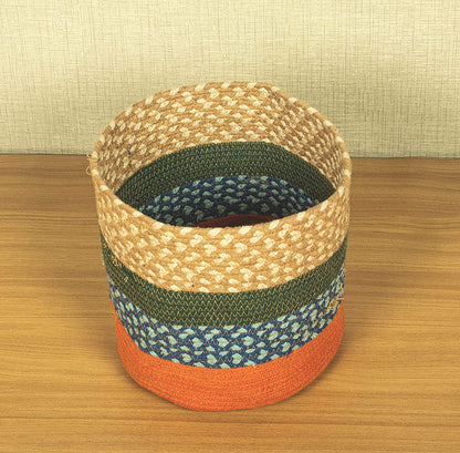 TIB The Intellect Bazaar jute Planter Pots/Handcrafted Storage Basket, Multi-Purpose use for Living Room (8x8 Inches)Beige Multi