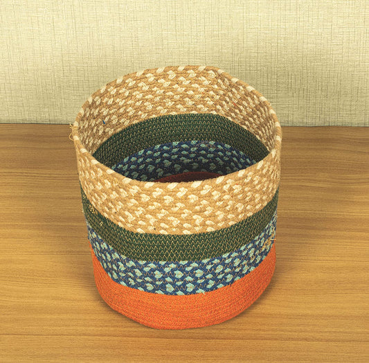 TIB The Intellect Bazaar jute Planter Pots/Handcrafted Storage Basket, Multi-Purpose use for Living Room (12x12 Inches)Beige Multi