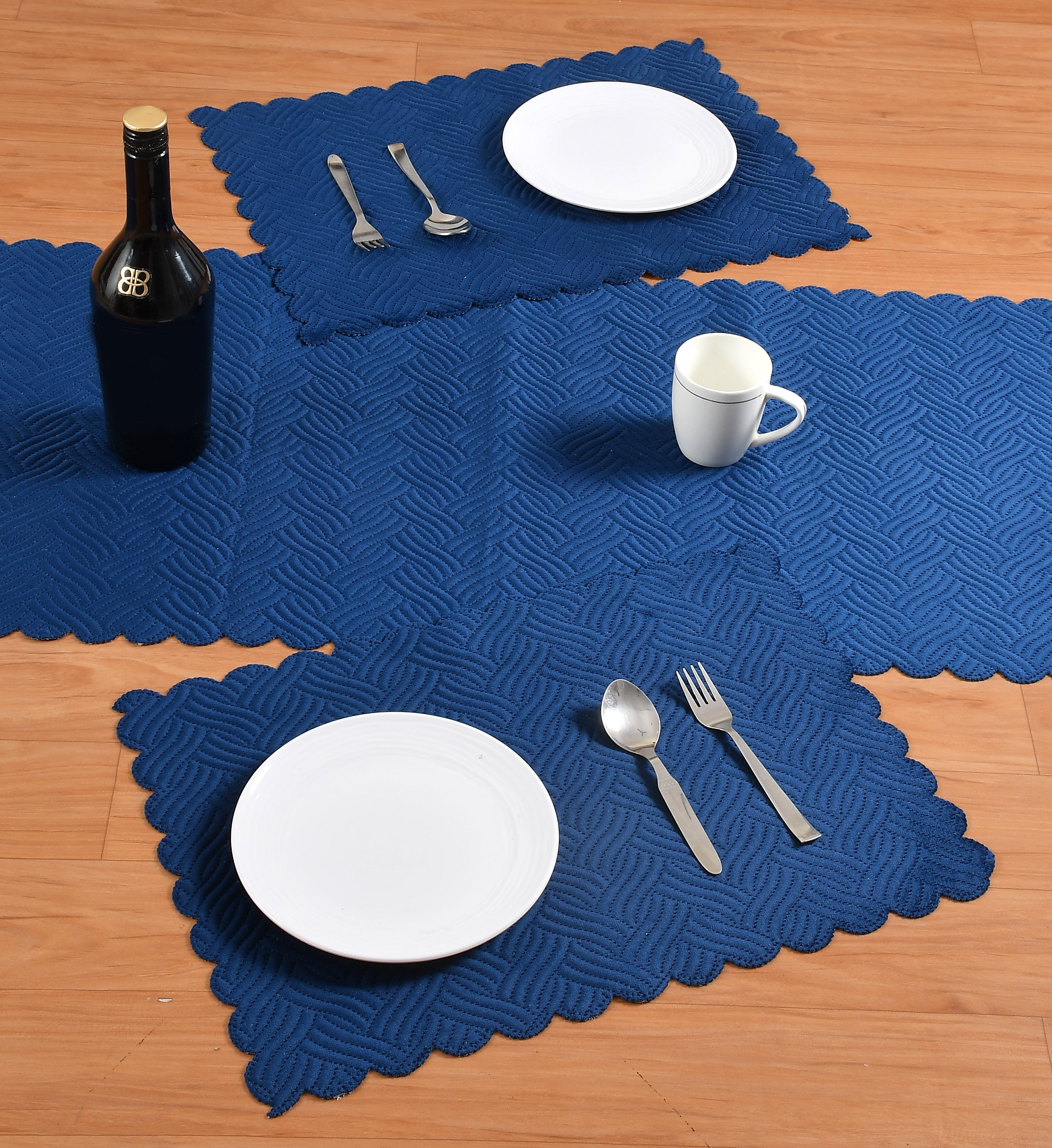 The Intellect Bazaar Velvet Quilted Mats Washable Mats for Dining Table Placemats Heat Resistant Dining Table Place Mats for Kitchen Coffee Table Wedding Party (12 x 18 Inch (Set of 4 Pieces)