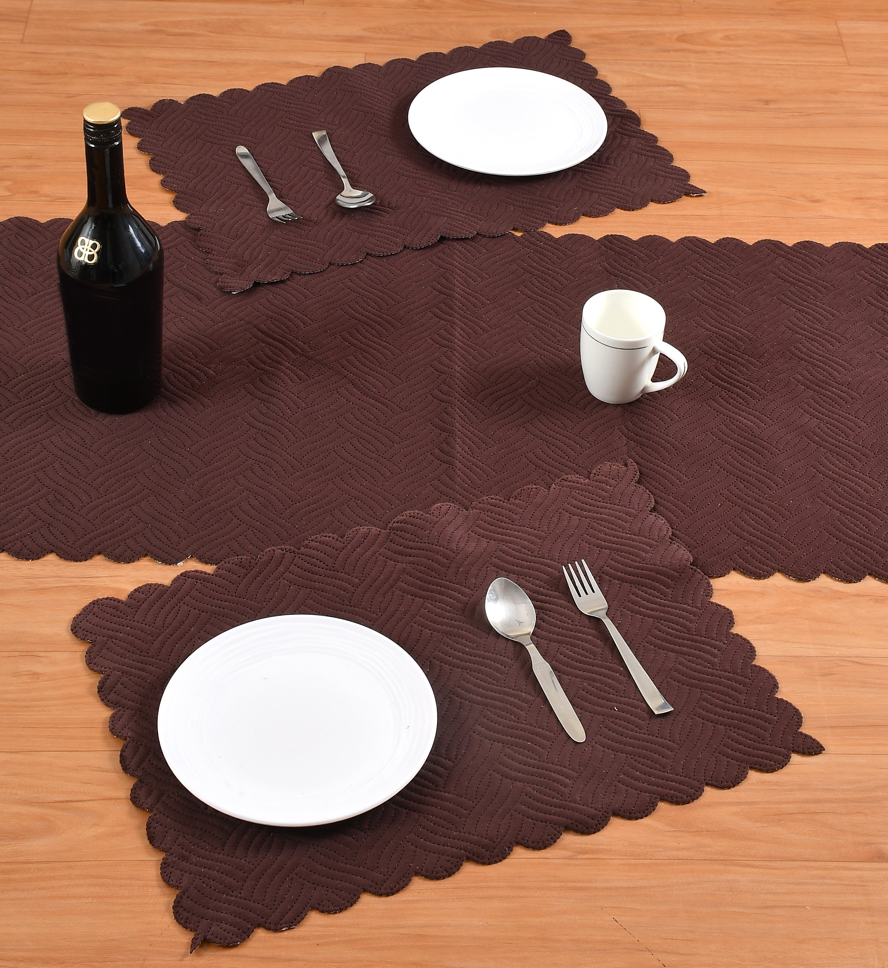 The Intellect Bazaar Velvet Quilted Mats Washable Mats for Dining Table Placemats Heat Resistant Dining Table Place Mats for Kitchen Coffee Table Wedding Party (12 x 18 Inch (Set of 4 Pieces)