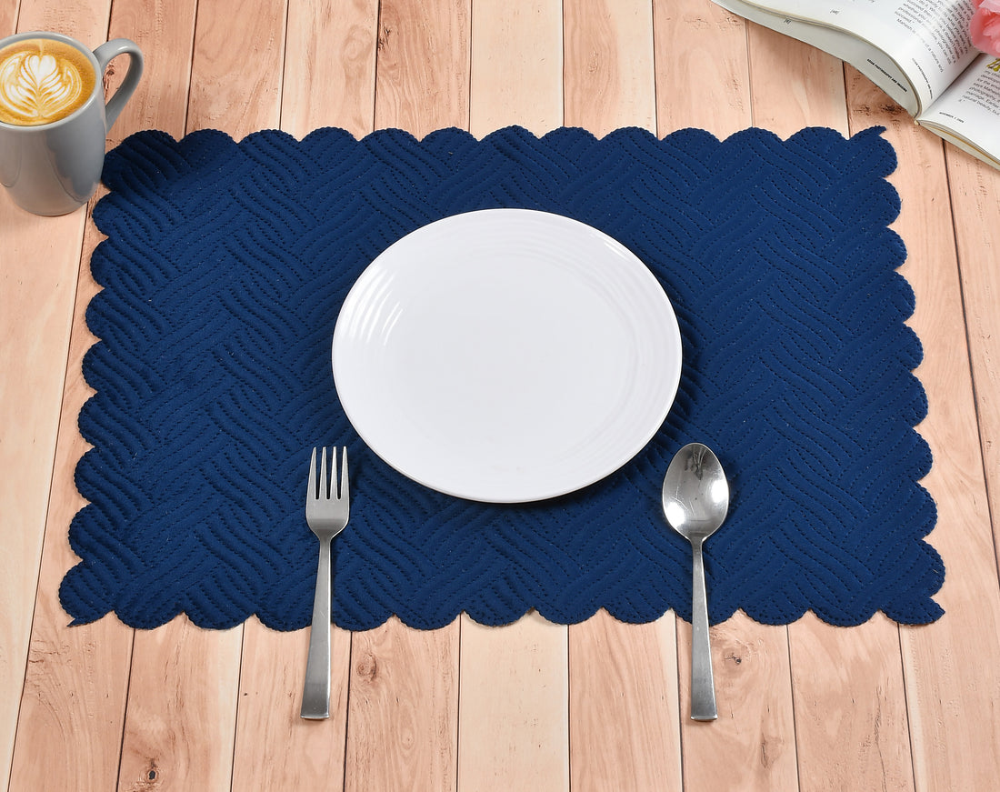 The Intellect Bazaar Velvet Quilted Mats Washable Mats for Dining Table Placemats Heat Resistant Dining Table Place Mats for Kitchen Coffee Table Wedding Party (12 x 18 Inch (Set of 4 Pieces)
