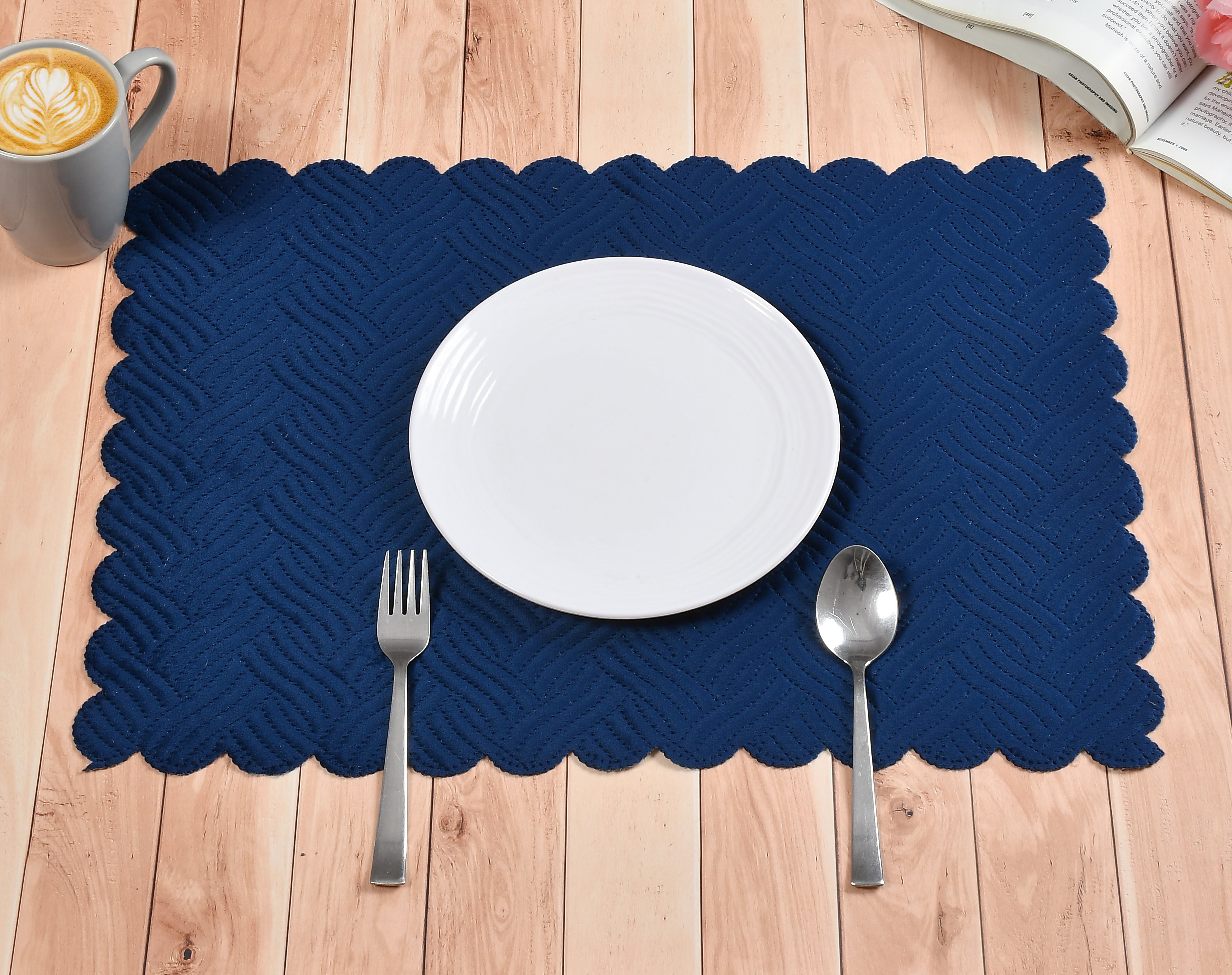 The Intellect Bazaar Velvet Quilted Mats Washable Mats for Dining Table Placemats Heat Resistant Dining Table Place Mats for Kitchen Coffee Table Wedding Party (12 x 18 Inch (Set of 4 Pieces)