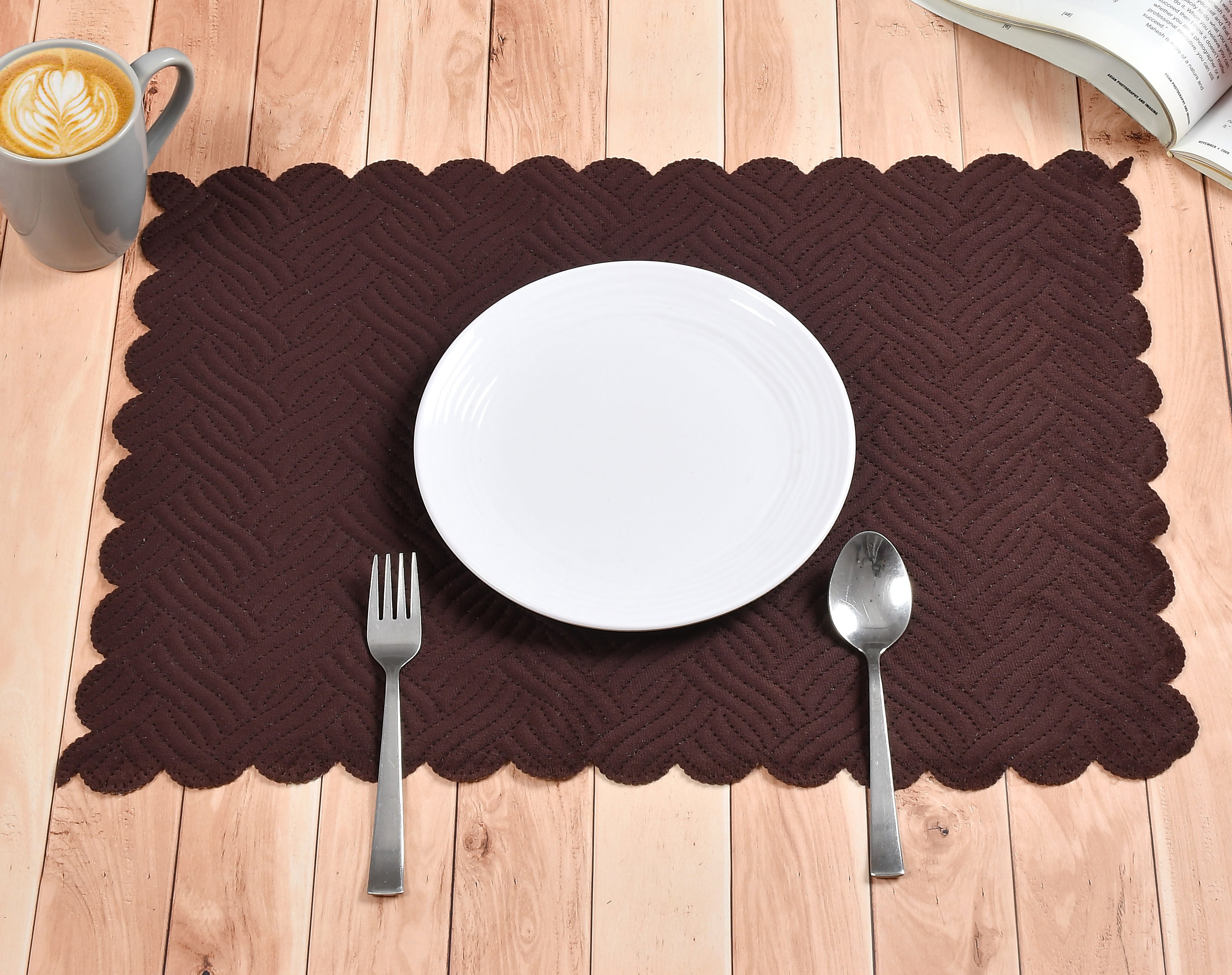 The Intellect Bazaar Velvet Quilted Mats Washable Mats for Dining Table Placemats Heat Resistant Dining Table Place Mats for Kitchen Coffee Table Wedding Party (12 x 18 Inch (Set of 4 Pieces)