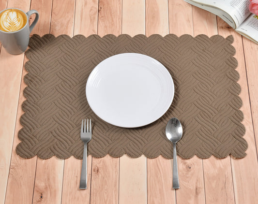 The Intellect Bazaar Velvet Quilted Mats Washable Mats for Dining Table Placemats Heat Resistant Dining Table Place Mats for Kitchen Coffee Table Wedding Party (12 x 18 Inch (Set of 4 Pieces)