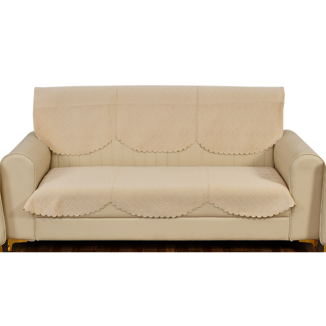 TIB The Intellect Bazaar Quilted Sofa Cover Set of 1 Seater | Velvet Sofa Cover 1 Seater | 2 Piece