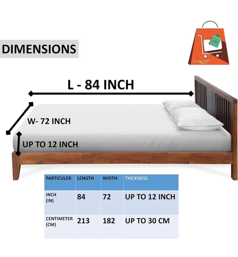 TIB The Intellect Bazaar Cotton Feel Glace Cotton Elastic Fitted Bedsheet/King Size Bedsheet with 2 Pillow Covers (Brown Patta)