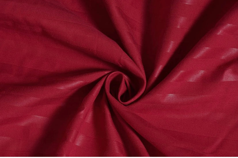 TIB The Intellect Bazaar Glace Cotton Elastic Fitted bedsheets King Size Satin Striped Plain Bedsheet with Two Pillow Covers (Maroon)