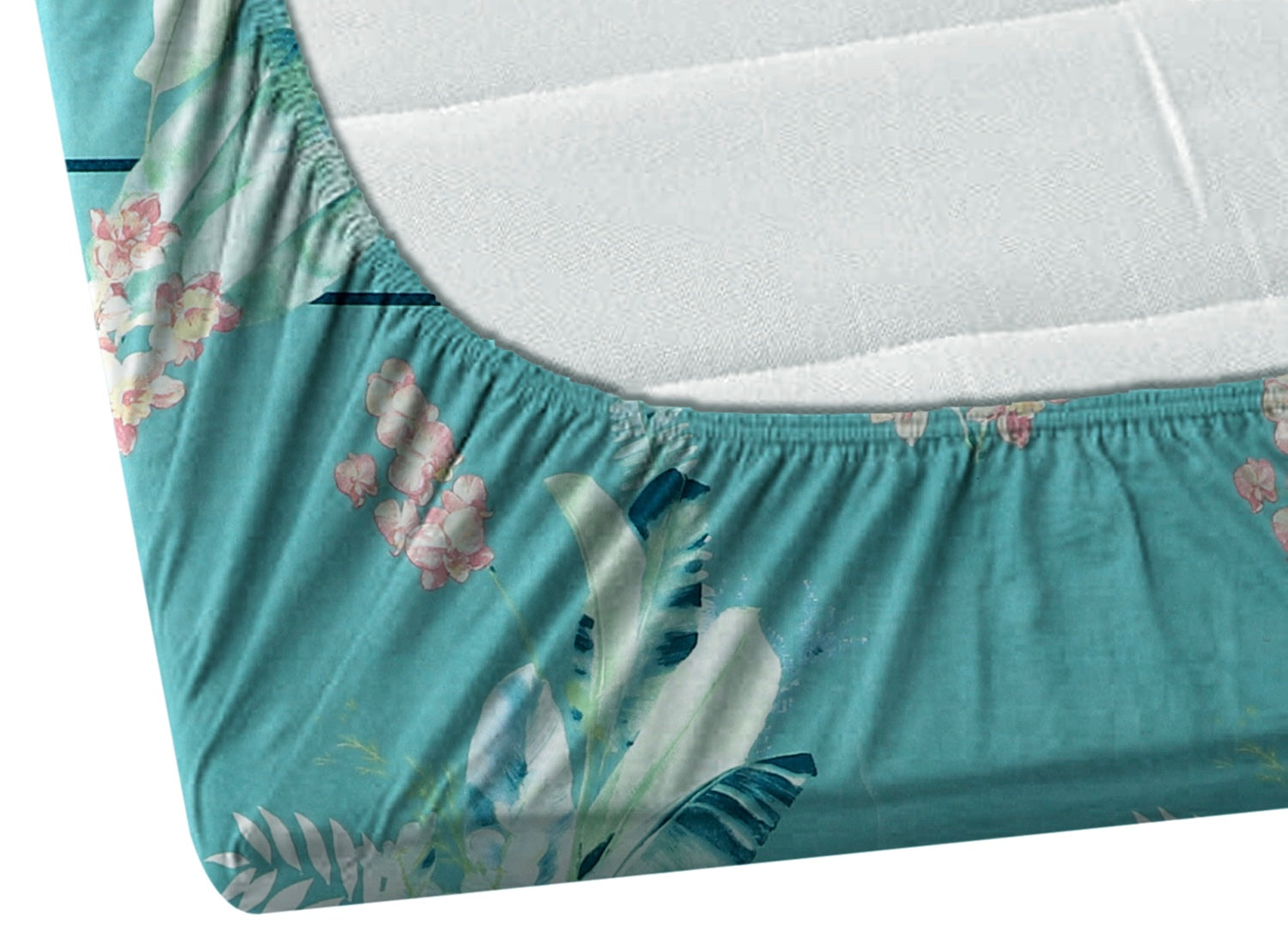 TIB The Intellect Bazaar Cotton Feel Glace Cotton Elastic Fitted Bedsheet Single  Bedsheet with 1 Pillow Covers (36x 78)-Green Patti