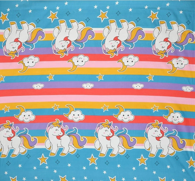 TIB The Intellect Bazaar Combo of Unicorn Print  Elastic Fitted King Bedsheet 72x78 with Foldable Play Mat for kids
