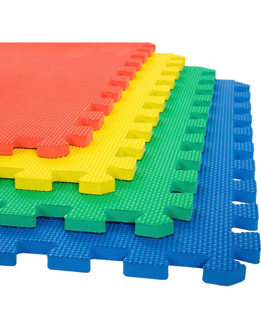 TIB EVA Kid's Interlocking Play Mat (Multicolor, 60 x 60 cm x 10 mm Thick Each Tile) (16 Tiles)