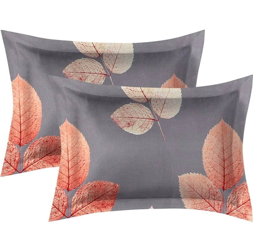 TIB The Intellect Bazaar Cotton Feel Glace Cotton Elastic Fitted Bedsheet/King Size Bedsheet with 2 Pillow Covers (Brown Patta)