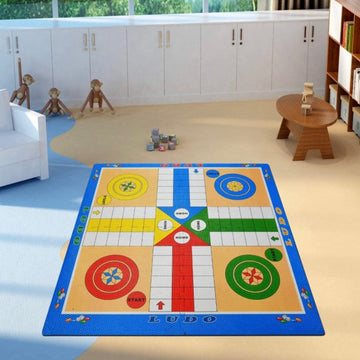 TIB Kid's Ludo Print Designer Interlocking Play Mat Pack of 4,Thickness:10 MM