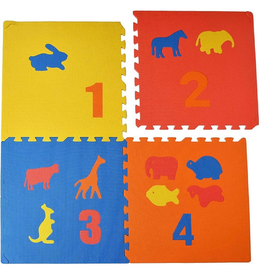 TIB Kid's Animal Print Designer Interlocking Play Mat Pack of 4,Thickness:10 MM