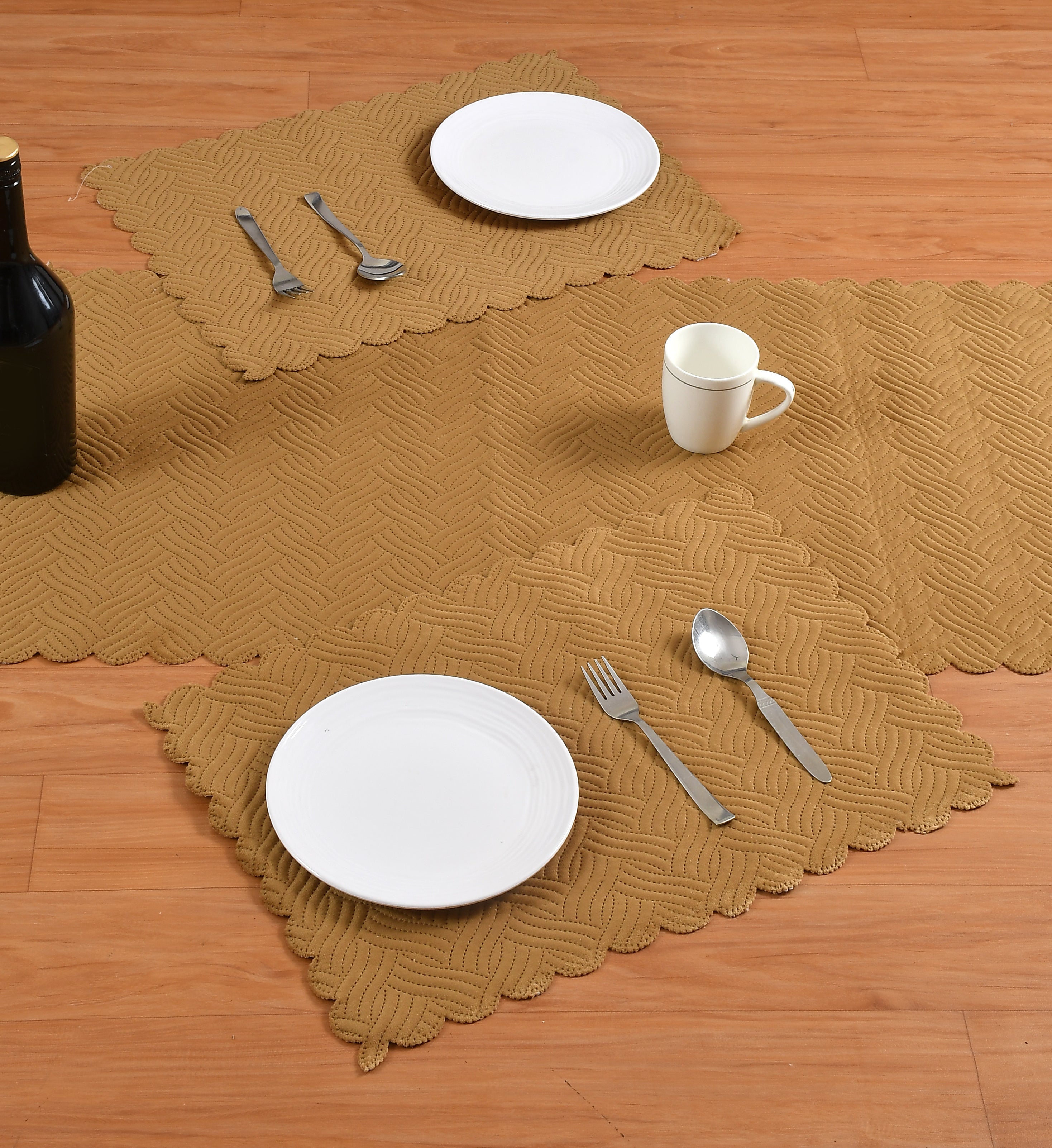 The Intellect Bazaar Velvet Quilted Mats Washable Mats for Dining Table Placemats Heat Resistant Dining Table Place Mats for Kitchen Coffee Table Wedding Party (12 x 18 Inch (Set of 4 Pieces)