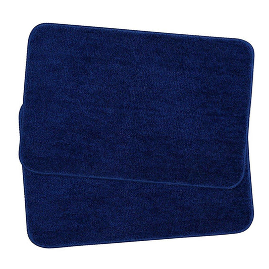TIB Solid Casual Bath Mat (Navy Blue, Polyester, 40 x 60 Cm), Set of 2