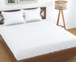 TIB The Intellect Bazaar Glace Cotton Elastic Fitted bedsheets King Size Satin Striped Plain Bedsheet with Two Pillow Covers (White)