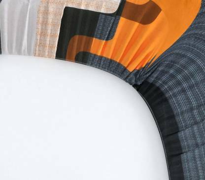 TIB® The Intellect Bazaar 100% Cotton Elastic Fitted King Size Bedsheet with 2 Pillow Covers - Yellow-Black | 160 TC |